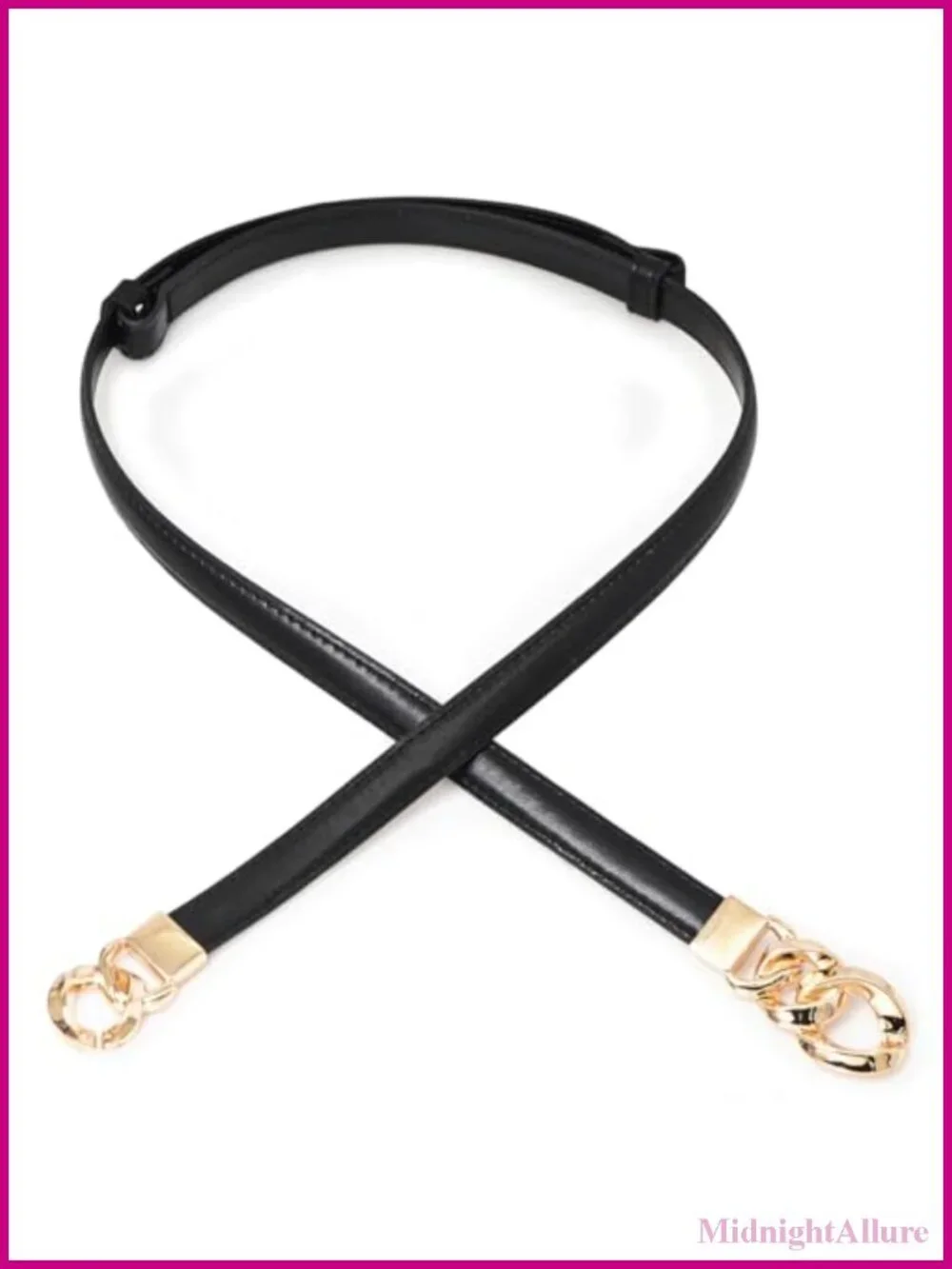 Skinny PU Leather Belt Thin Waist Belt with Gold Buckle for Dresses
